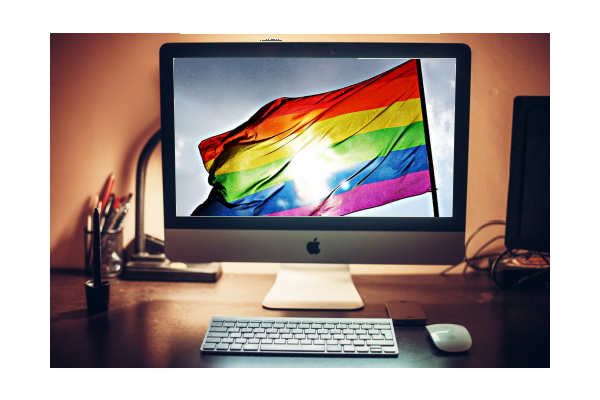 LGBT flag on computer