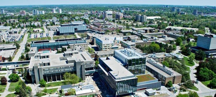 Aerial view of the University of Waterloo campus.